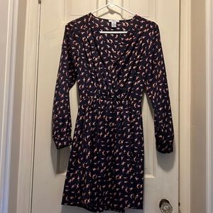 Fun barIII Long Sleeve Navy Bird A-line bird dress.